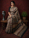 Indiehaat | Beige Chanderi Silk Kalamkari Saree