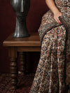 Indiehaat | Beige Chanderi Silk Kalamkari Saree