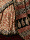 Indiehaat | Beige Chanderi Silk Kalamkari Saree