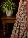 Indiehaat | Beige Chanderi Silk Kalamkari Saree