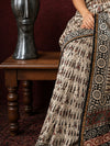 Indiehaat | Beige Chanderi Silk Kalamkari Saree