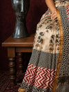 Indiehaat | Beige Chanderi Silk Kalamkari Saree