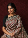 Indiehaat | Beige Chanderi Silk Kalamkari Saree