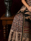 Indiehaat | Beige Chanderi Silk Kalamkari Saree