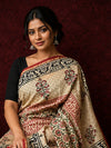 Indiehaat | Beige Chanderi Silk Kalamkari Saree