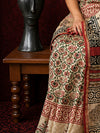 Indiehaat | Beige Chanderi Silk Kalamkari Saree