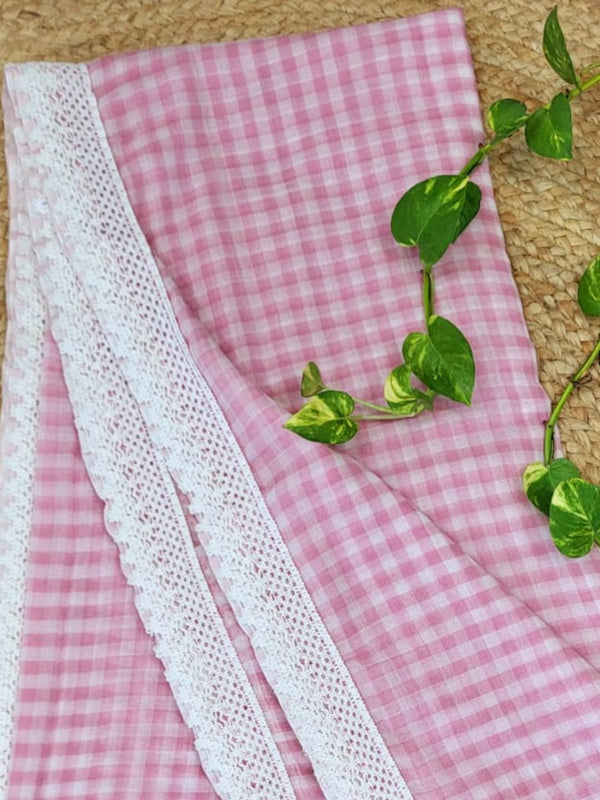 Mihika Pure Mul Cotton Handloom Saree Light Pink