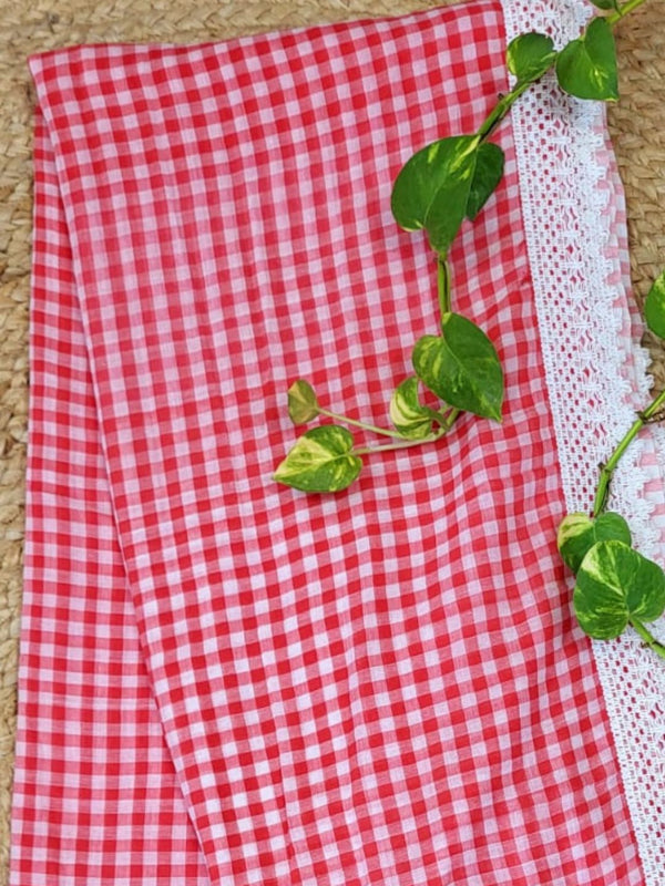 Mihika Pure Mul Cotton Handloom Saree Red