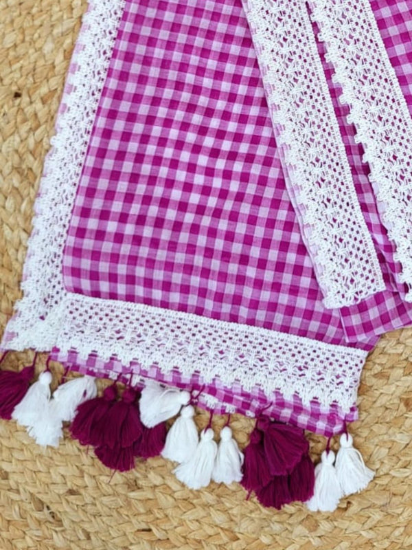 Mihika Pure Mul Cotton Handloom Saree Magenta