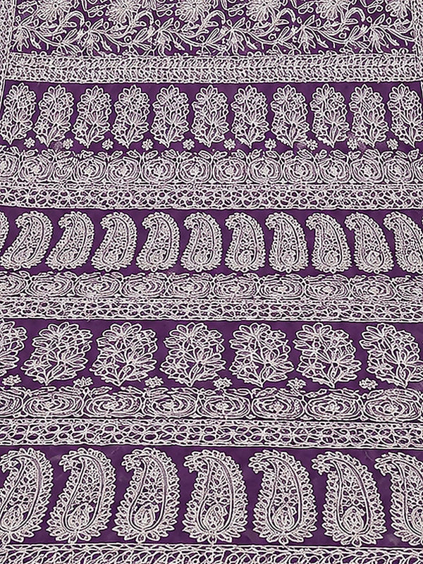 Indiehaat | Purple Georgette Chikankari Saree | Party Wear