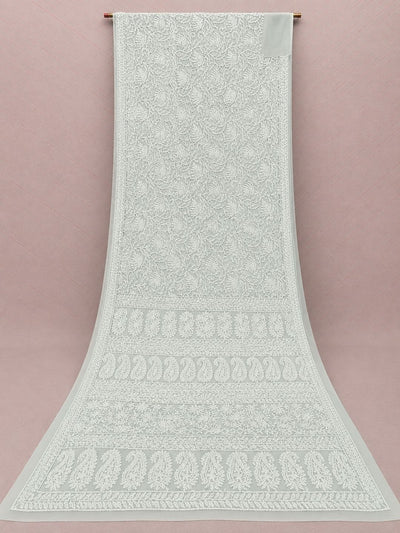 Ruhaani Georgette Chikankari Saree Light Gray