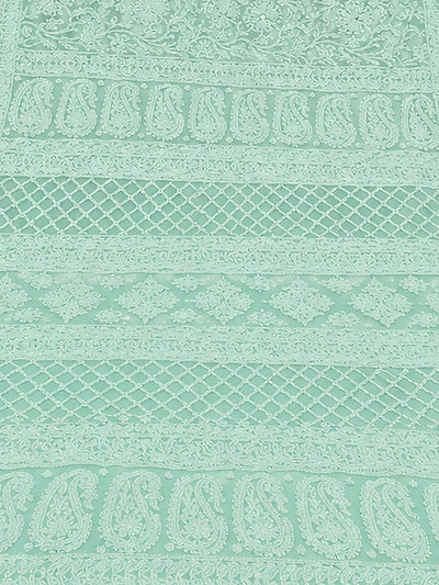 Indiehaat | Blue Georgette Chikankari Saree | Party Wear