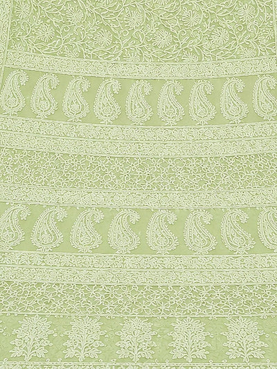 Indiehaat | Green Georgette Chikankari Saree | Party Wear