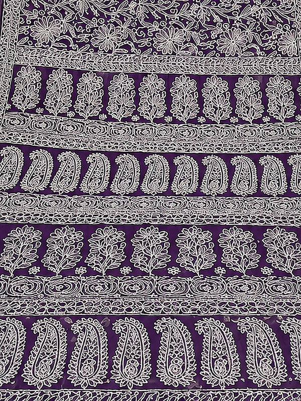 Indiehaat | Green Georgette Chikankari Saree | Party Wear