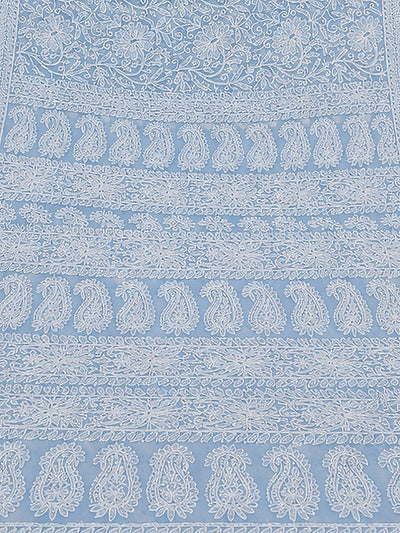 Indiehaat | Purple Georgette Chikankari Saree | Party Wear