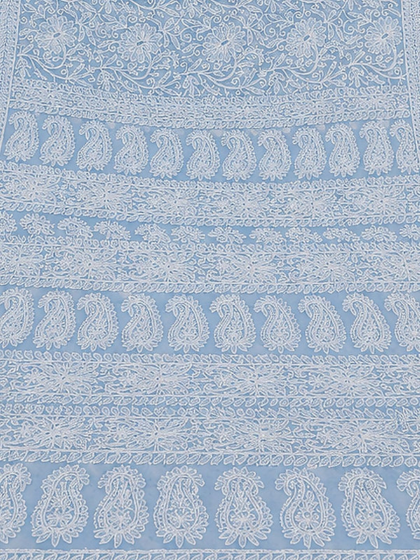 Indiehaat | Purple Georgette Chikankari Saree | Party Wear