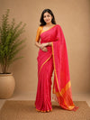 Indiehaat | Red Khadi Cotton Handloom Saree