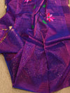 Indiehaat | Purple Muslin Silk Jamdani Saree