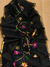 Indiehaat | Black Muslin Silk Jamdani Saree