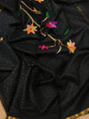 Indiehaat | Black Muslin Silk Jamdani Saree