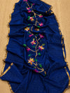 Indiehaat | Blue Muslin Silk Jamdani Saree