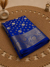 Indiehaat | Blue Katan Silk Saree | Brocade Weaving