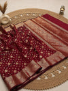 Indiehaat | Maroon Katan Silk Saree | Brocade Weaving