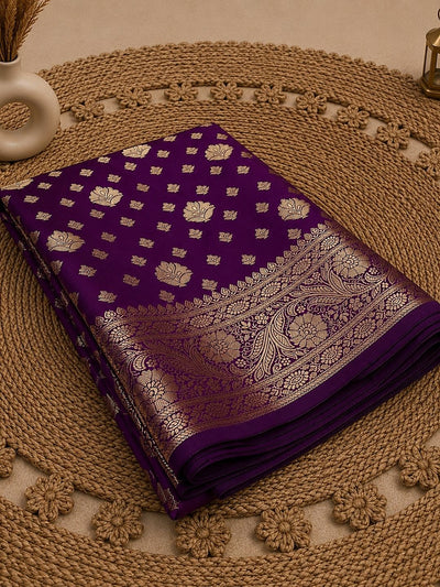 Indiehaat | Purple Katan Silk Saree | Brocade Weaving
