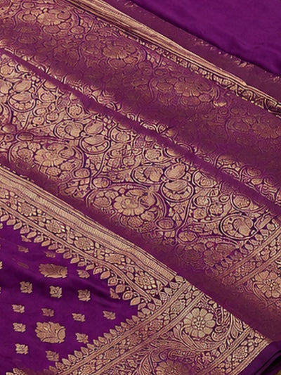 Indiehaat | Purple Katan Silk Saree | Brocade Weaving