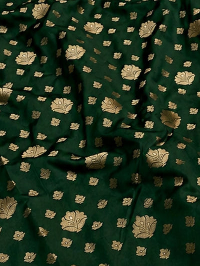 Indiehaat | Green Katan Silk Saree | Brocade Weaving
