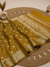 Indiehaat | Yellow Katan Silk Saree | Brocade Weaving