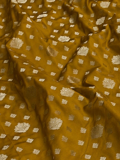Indiehaat | Yellow Katan Silk Saree | Brocade Weaving