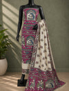 Hastakala Khadi Cotton Madhubani Suit Set (T+B+D) Magenta