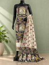Hastakala Khadi Cotton Madhubani Suit Set (T+B+D) Jet Black