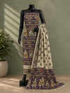 Hastakala Khadi Cotton Madhubani Suit Set (T+B+D) Deep Plum