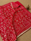 Indiehaat | Silkmark Certified Tussar Silk Embroidered Saree Red