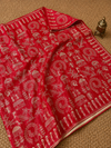 Indiehaat | Silkmark Certified Tussar Silk Embroidered Saree Red