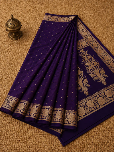Aabha Mashru Katan Silk Brocade Saree Royal Purple