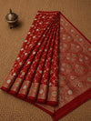 Indiehaat | Red Mashru Alfi Silk Mina Jaal Saree
