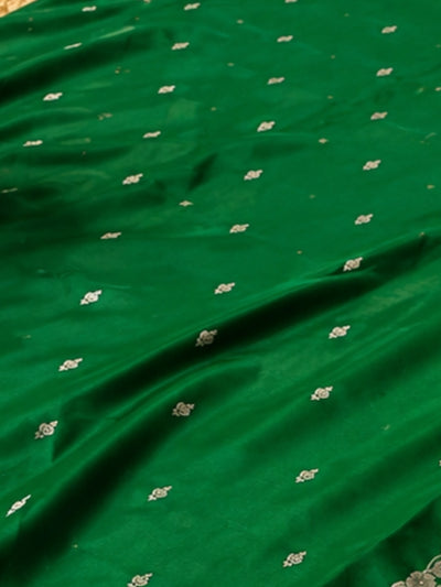 Indiehaat | Green Forest Weave Mashru Silk Saree