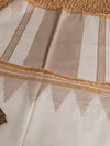 Indiehaat | Ivory White Pure Linen Temple Border Saree