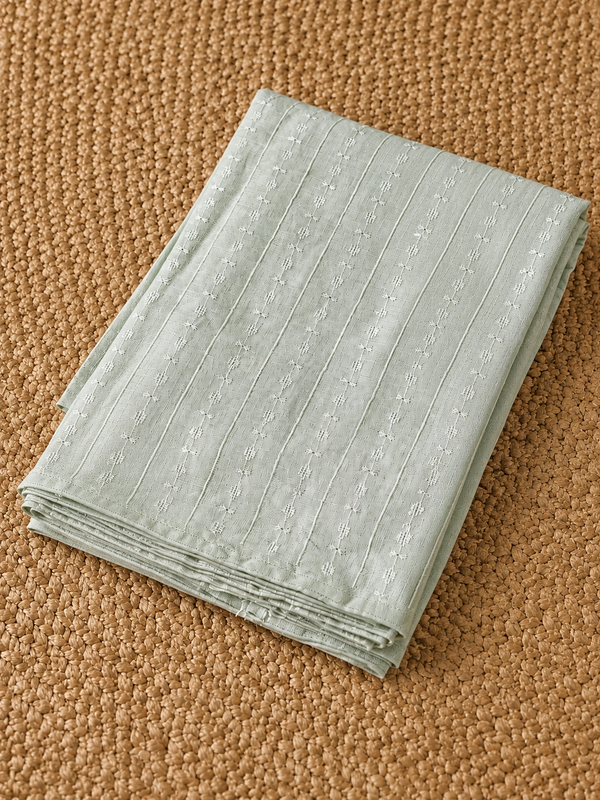 Indiehaat | Pure Linen Embroidered Suit (T+B+D) Green