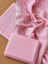 Indiehaat | Pure Linen Embroidered Suit (T+B+D) Pink