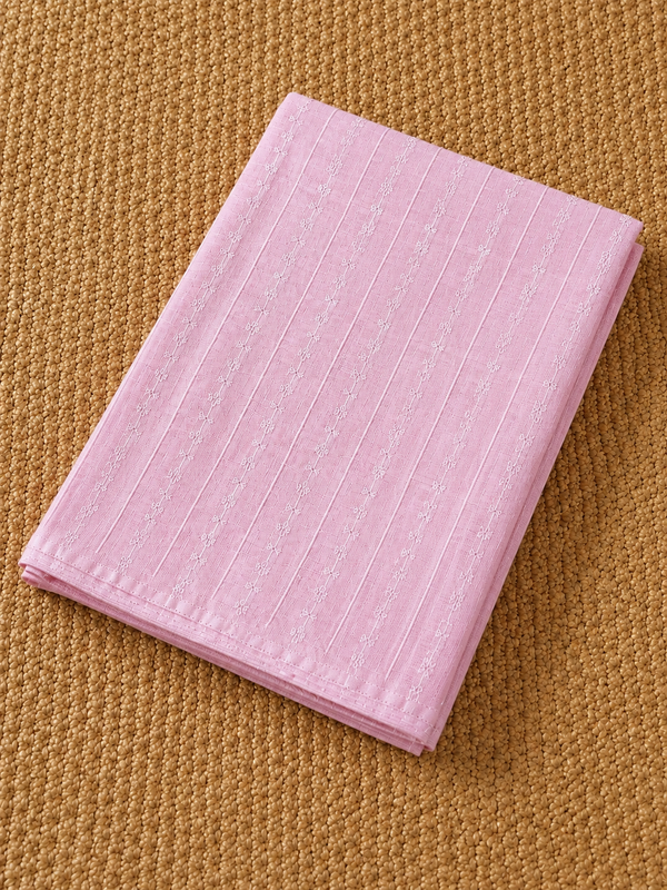 Indiehaat | Pure Linen Embroidered Suit (T+B+D) Pink