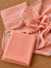 Indiehaat | Pure Linen Embroidered Suit (T+B+D) Peach