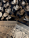 Indiehaat | Mashru Katan Silk Heavy Floral Buta Saree Black