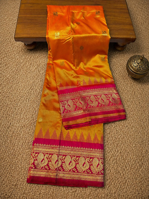 Indiehaat | Paithani Silk Handloom Saree Yellow