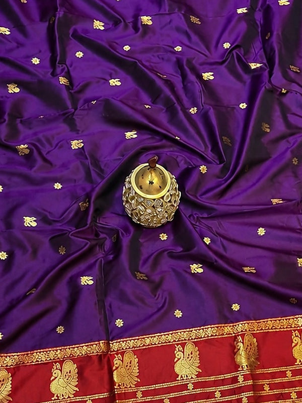 Indiehaat | Paithani Silk Handloom Saree Purple