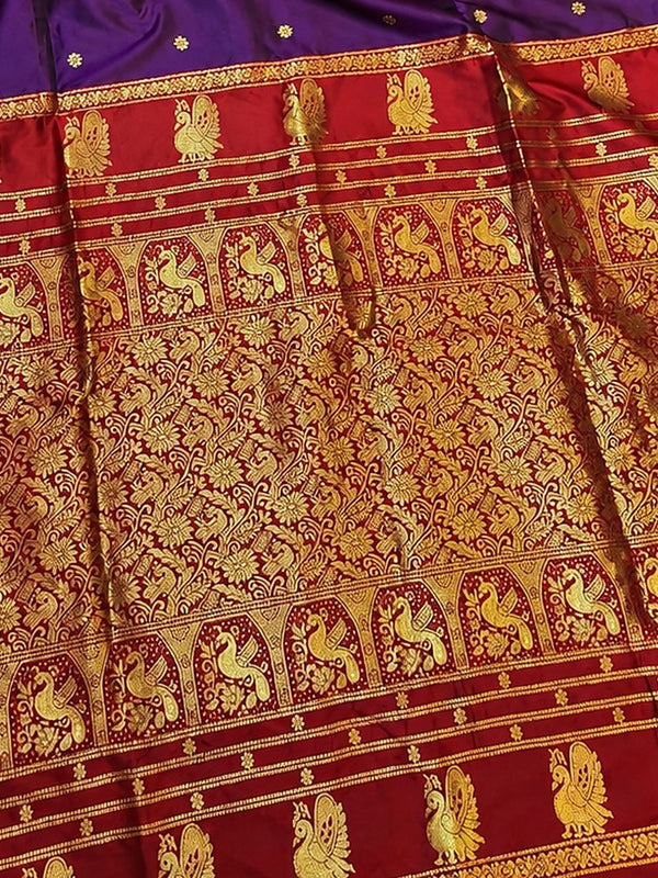 Indiehaat | Paithani Silk Handloom Saree Purple
