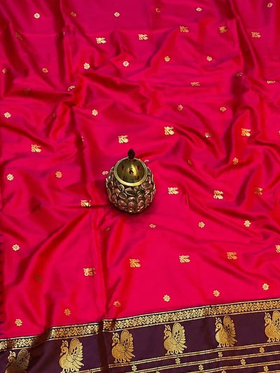 Indiehaat | Paithani Silk Handloom Saree Pink